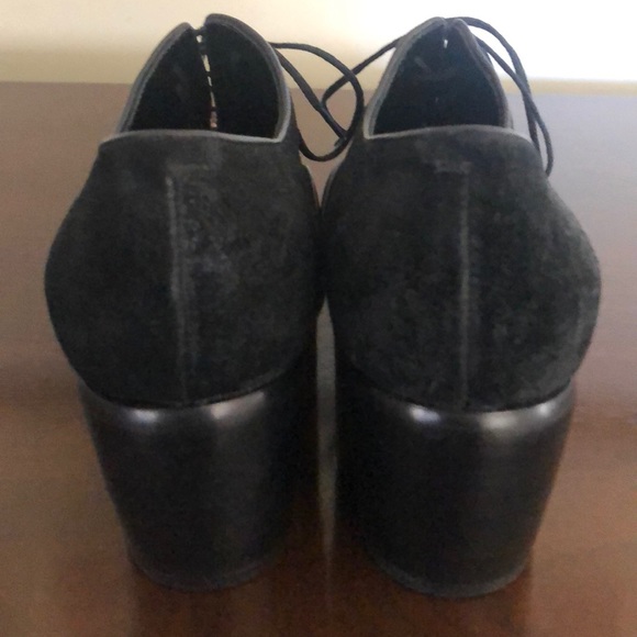 Rocco P Black Suede Lace up pumps w gold studs - Picture 5 of 7